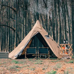 Tenda Tipi 4 Musim, Tenda Berkemah Musim Dingin dengan Jack Kompor untuk Keluarga, Berkemah, Berburu, Memancing