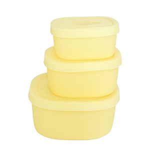 Hình chữ nhật tiết kiệm không gian thiết kế làm tổ Silicone Hộp Đựng Thức Ăn lò vi sóng & Tủ đông an toàn - Product Image 3