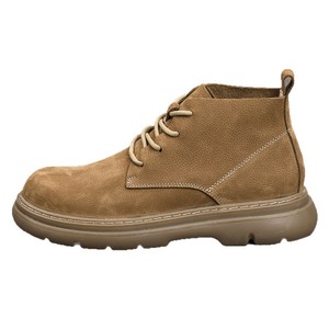 Martin Boot Men Ankle Height <b>Round</b> <b>Toe</b> Flat <b>Heel</b> Waterproof Rubber Outsole Solid Color Lace Up Style - Product Image 5