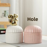 Kotak Penyimpanan Permen Bentuk Bulat Desain Burung Nordik & Eropa Berlapis Porselen Putih 8*8*10 untuk Hadiah Ulang Tahun dan Pernikahan.