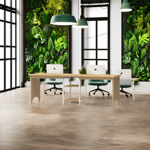 Escritorio de Oficina Doble con Paneles de Madera Modernos FURNIZONE, con Estantes Centrales de Almacenamiento, Desmontable, para Uso Comercial, Modelo 1381 - Product Image 1