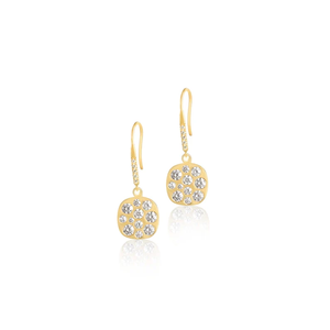 Boucles d'oreilles pendantes en or massif avec design en forme de cercle, bijoux élégants et raffinés, cadeau de mariage pour femme, cadeau significatif - Product Image 1