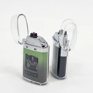 Encendedor eléctrico de doble arco recargable USB transparente a prueba de viento al por mayor para cigarrillos