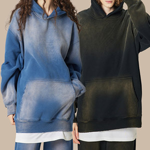 Sweat-shirt à capuche surdimensionné rétro de qualité supérieure, lavage à l'acide dégradé, 380 GSM, vente en gros personnalisée - Product Image 1