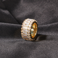Bague carrée en or plaqué 18 carats avec zircon cubique pour femmes, hommes et unisexe, bijoux de haute qualité avec zirconium baguette, style hip-hop 2025