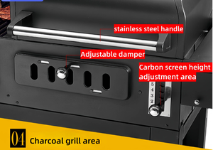 Four à griller BBQ double usage, grill au gaz et au charbon de bois avec revêtement en poudre, four à kebab, fumoir, <span class=keywords><strong>cheminée</strong></span>, barbecue, cuisine - Product Image 5