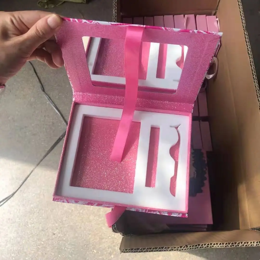 अनुकूलित और पोर्टेबल चीनी निर्माताओं द्वारा गुलाबी पैसे बरौनी बक्से खाली बरौनी बक्से कस्टम लोगो बरौनी पैकेजिंग बॉक्स