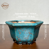 Yixing Pot de fleur en céramique émaillée hexagonale à petite échelle en gros trou de Drainage de Pot de bonsaï Durable pour la plantation de jardinage à la maison
