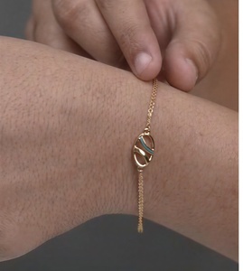 Elegante Brazalete de Cadena Minimalista de Oro de 22K para Mujer, Estilo Diario, Ligero, de Diseño, Regalo de Joyería - Product Image 1