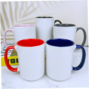 Taza de Café Clásica con Logotipo Personalizado, Sublimación, Interior Rojo y Negro, 15 oz, Base Redonda, Taza de Cerámica con Asa - Product Image 3