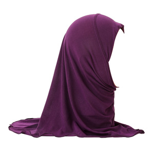 Hiyab de Algodón de Color Sólido y Transpirable <span class=keywords><strong>para</strong></span> <span class=keywords><strong>Niñas</strong></span> Pequeñas, Fácil de Usar, Estilo Slip-On, Lindos Pañuelos Islámicos, Chales Tradicionales - Product Image 6