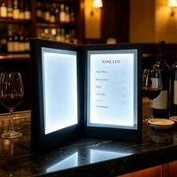 Menu lumineux LED, porte-menu rétroéclairé double page, menu en cuir rechargeable pour restaurant, bar, hôtel