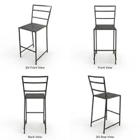 Structure de tabouret de bar empilable en métal sans coussin, en fil de fer massif, hauteur comptoir, pour bar, café, restaurant