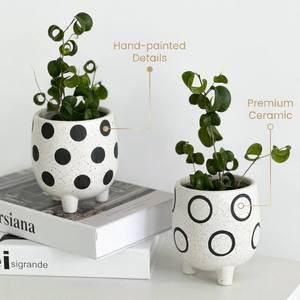 Maceta <span class=keywords><strong>de</strong></span> Cerámica Pintada a Mano con Diseño <span class=keywords><strong>de</strong></span> Puntos, Maceta Pequeña para Cactus con Orificio <span class=keywords><strong>de</strong></span> Drenaje, Mini Maceta Decorativa <span class=keywords><strong>de</strong></span> Porcelana para Escritorio - Product Image 6