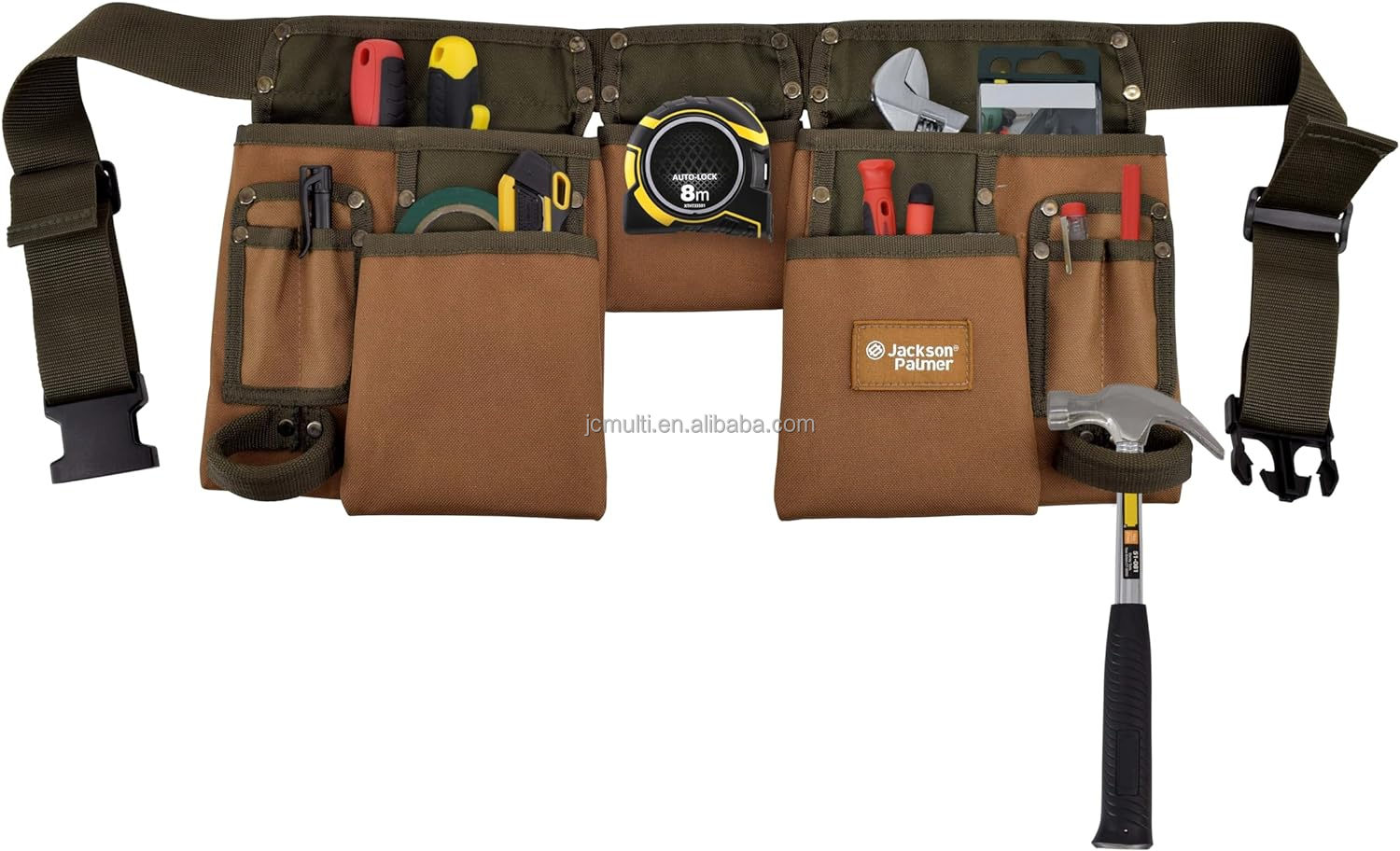 12-Pocket Waxed Canvas Tool Belt For Men - Adjustable Waist (28 - View #5