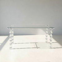 Table de salle à manger rectangulaire de luxe pour 6 personnes, en verre et acrylique, faite à la main, style nordique moderne, assemblée pour mariages