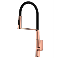 Robinet de cuisine carré à poignée unique doré avec pulvérisateur pour évier de cuisine, hôtel ou salle de bain