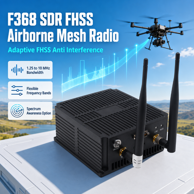 XK-F368 SDR FHSS Software Defined Airborne MANET Mesh Radio 40W Dual Channel MIMO Long Range COFDM IP Network for UAV Data Link