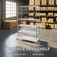 Chariot de rangement en fil métallique chromé multicouche Rack Décharge électrostatique Circuit Board Reel Shelf Corrosion Protection Carton
