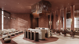 Ladrillo rojo medio ovalado Barra de uñas salón de Diseño de Interiores muebles de salón de belleza salón de uñas profesional personalizado - Product Image 5