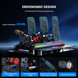 Volant et pédales de jeu de course SIMSONN True Force Feedback, nouveau design, tige hydraulique 100 Nm en option, connexion USB, Wii - Product Image 4