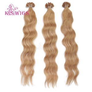 KSWIGS 12-28 Pulgadas |   Estilo Ondulado Francés y Marrón Moca |   Estable al Calor para Peinados Románticos |   Extensiones de Cabello Humano Virgen con Punta en U - Product Image 1