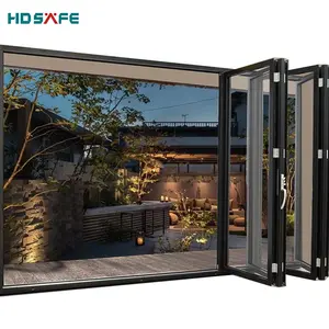 HDSAFE ضوء الوزن الألومنيوم أستراليا القياسية في الهواء الطلق للطي الباب باب أكورديون الآسيوية نمط ثنائية أضعاف النوافذ والأبواب
