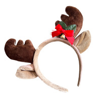 Bandeau en fourrure de cerf brun de Noël, cornes de cerf rouges, bandeau en fourrure de renne pour décorations de fête, unisexe, adultes