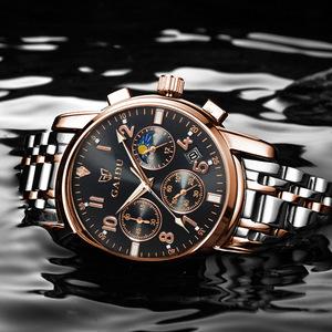 Montre pour homme <span class=keywords><strong>KEDO</strong></span>, design à trois aiguilles et six aiguilles, grands chiffres, mouvement à quartz multifonctionnel, aiguilles lumineuses, cuir, 40 mm, 30 m - Product Image 4