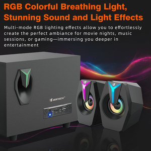 Haut-parleur de jeu pour ordinateur JERTECH SBK-8090 de haute qualité avec fil, mode <span class=keywords><strong>Bluetooth</strong></span> TF, éclairage RGB 10W, caisson de basses, en vente - Product Image 5