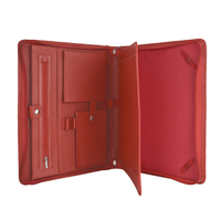 Carpeta de cuero de lujo para Portafolio, organizador de negocios personalizado de cuero PU, color marrón y negro