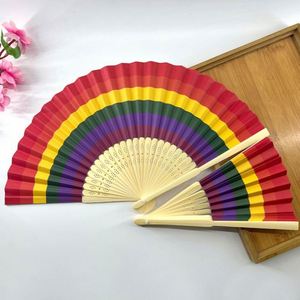 21 cm Rainbow Women's Bamboo Hand Fan for Weddings and Parties - Product Image 5