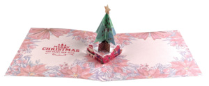 Merry Christmas Wreath 3D Pop-up Tree <b>Gift</b> and Santa Handmade Holiday Greeting Eco - Product Image 3