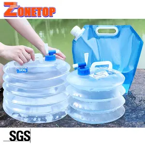 Haute qualité 3L 5L 8L 10L 15L Portable Camping en plein air randonnée sac à dos pliant pliable cruche d'eau avec poignée