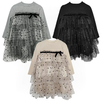 Costume d'anniversaire en tricot pour filles de 2 à 10 ans, à manches longues, à pois, pour enfants, robes de fête élégantes, nouvelle collection