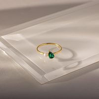 Bague personnalisable Toi et Moi avec pierre de naissance, plaqué or 18 carats PVD, sans ternissement, en acier inoxydable de haute qualité, bijoux