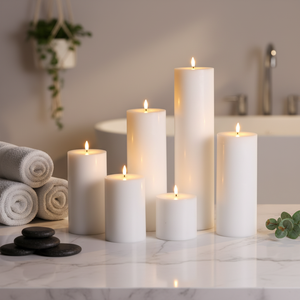 شمعة عمود من شمع البارافين بتأثير لهب ثلاثي الأبعاد، تعمل بالبطارية، صديقة للبيئة، مصنوعة يدويًا، مع تحكم بالأزرار - Product Image 1