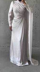 R-537 <span class=keywords><strong>Abbigliamento</strong></span> Islamico Moda Modesta Abaya Lussuosa in Organza Estiva Nuova Elegante Vestito da <span class=keywords><strong>Donna</strong></span> Irregolare Slim Fit - Product Image 5