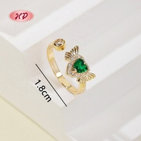 18 Karat vergoldete Kupfer legierung Herz Design Ringe mit Zirkonia für Modeschmuck Ringe Verlobung geschenk oder Party für Frauen