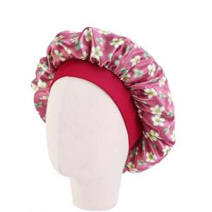Vente en gros de bonnet imprimé à motifs accessoires pour cheveux bonnet de nuit mignon taille enfant bonnet de nuit coloré bonnet en satin à large bande pour enfants - Product Image 5