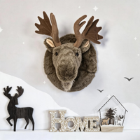 Peluche géante personnalisée tête de renne, vache des Highlands, ours en fausse fourrure, jouet animal à suspendre au mur pour décoration de fête de Noël