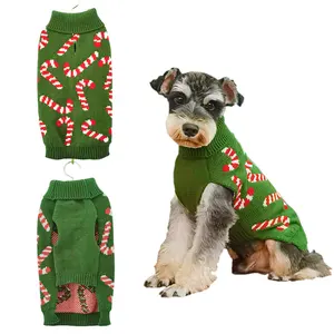 Maglione di natale per cani in cotone multicolore personalizzato in fabbrica maglione per cani firmato maglione per animali domestici in maglia verde