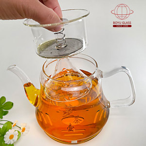 กาน้ำชาแก้วทนความร้อนพร้อมที่กรองใช้ซ้ำได้ - Product Image 3