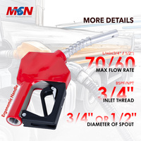Outil de ravitaillement ergonomique à corps compact MSN, 60 L/min, 1 ou 2 entrées pour différents types de carburant, buse automatique