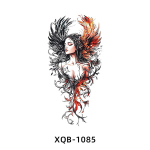 Nouveau Design Tatouage Temporaire Réaliste Noir 3D Feu Lion Tigre Loup Fleur Crâne Halloween Faux Autocollants Tatouages Manchon Demi-Bras - Product Image 4