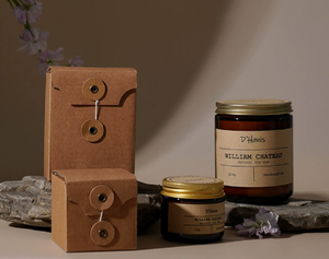 Bougie parfumée en verre ambré vintage en gros avec couvercle en métal doré, boîte en papier kraft personnalisée, étiquette vierge, bougie aromatique en cire de soja - Product Image 2