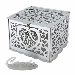 Wooden <b>Wedding</b> <b>Card</b> <b>Box</b> Hollowed Out Mr & Mrs Design For <b>Wedding</b> Sign In Greeting <b>Cards</b> Storage - Product Image 4