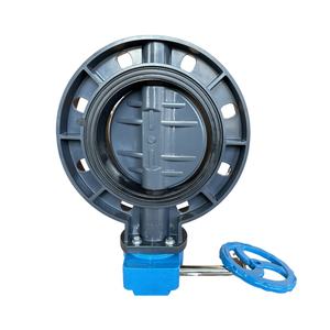 Vrai bas <span class=keywords><strong>prix</strong></span> grande taille DN500 20 pouces toutes les tailles EPDM siège roue à main engrenage plaquette cosse bride PP polypropylène vanne papillon - Product Image 3