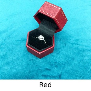 Hexagonal Flip-Top Leatherette Paper Printed Jewelry <b>Box</b> Proposal Wedding Diamond Ring <b>Box</b> <b>Earrings</b> <b>Box</b> Velvet Lining - Product Image 6