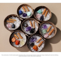 Bol de nettoyage en noix de coco en cristal naturel 12 Constellations, diffuseur d'arômes en pierre brute irrégulière, ornement Feng Shui pour la maison et le bureau